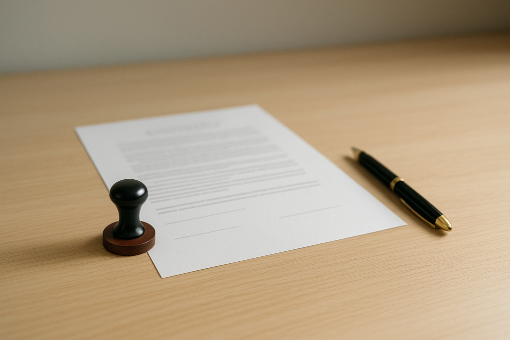 Dossier préparé dans le cadre de services de traduction juridique avec certification