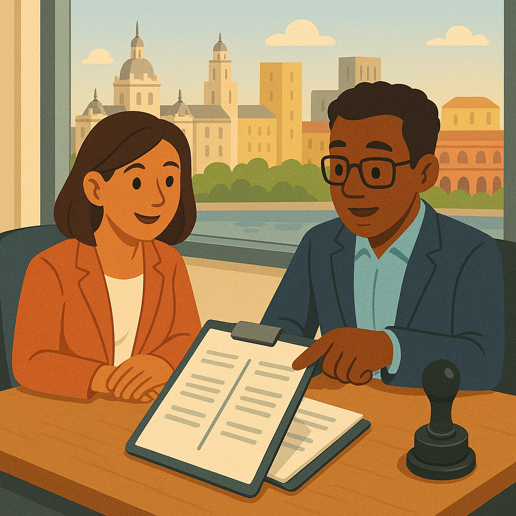 Juego de traducción jurada en Madrid sobre un escritorio.
