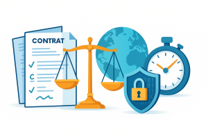 Équipe juridique travaillant avec une entreprise de traduction sur des documents prêts pour le tribunal