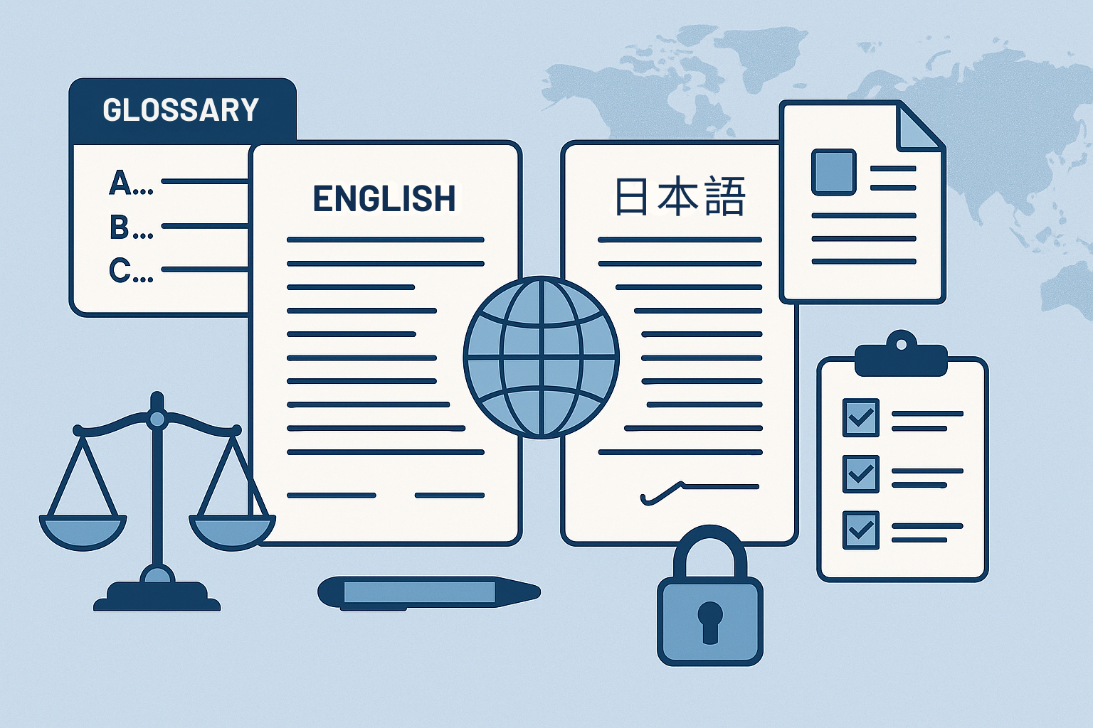 Legal translation brief with glossary and references