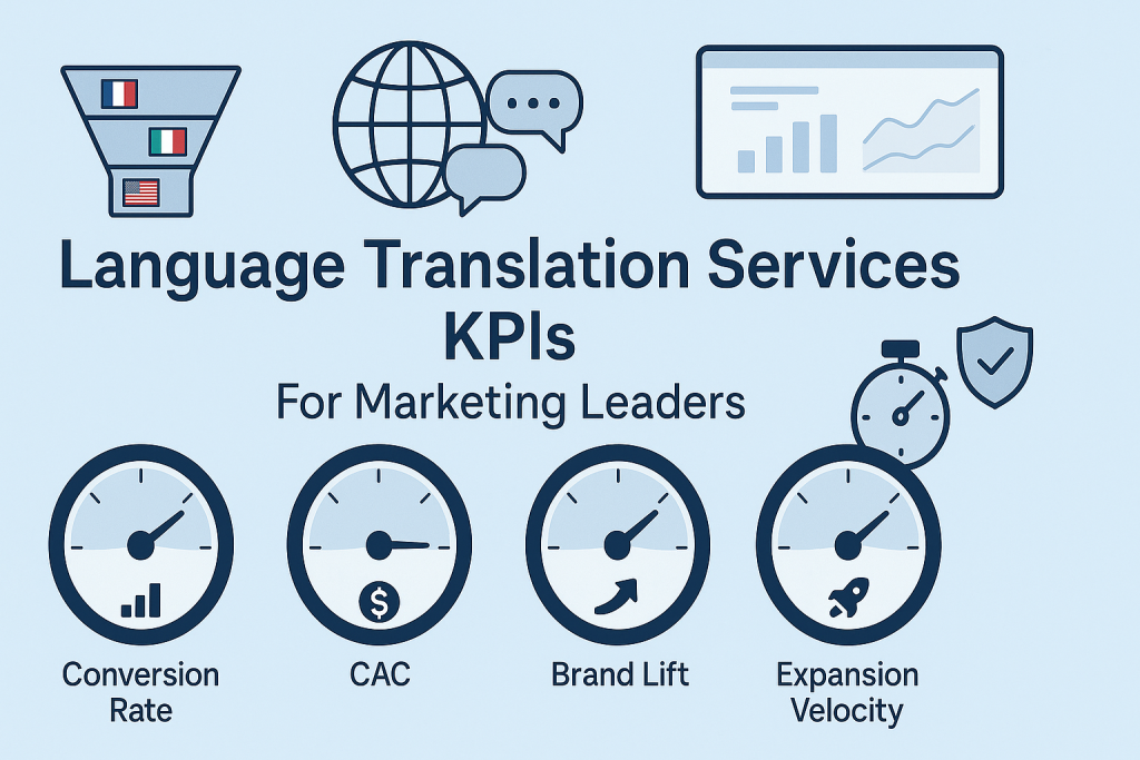 Marketing KPIs tied to language translation services across locales