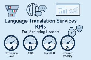 Marketing KPIs tied to language translation services across locales