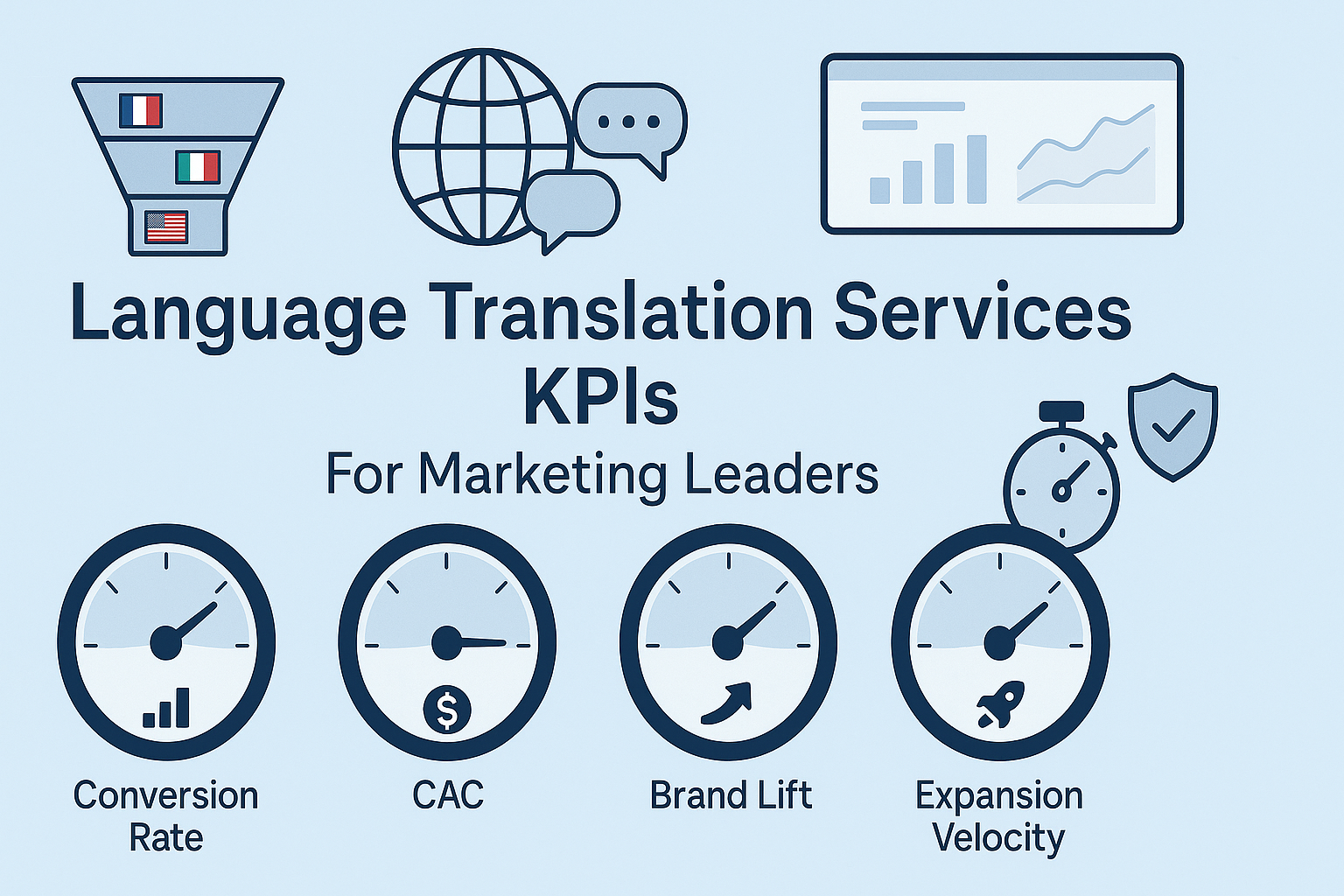 Marketing KPIs tied to language translation services across locales