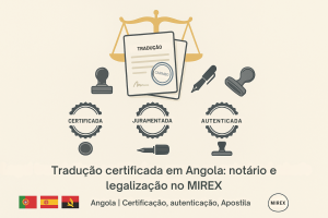 tradução certificada com reconhecimento em notário e legalização via MIREX