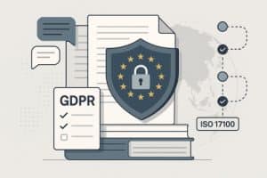 Workflow for GDPR and compliance document translation services ensuring ISO 17100 auditability