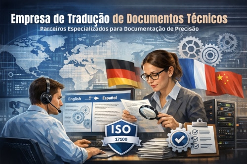 Empresa de Tradução de Documentos Técnicos: Parceiros Especializados para Documentação de Precisão 1 Espaço de trabalho de empresa de tradução de documentos técnicos com equipe profissional e credenciais de certificação