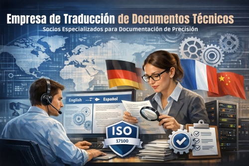 Empresa de Traducción de Documentos Técnicos: Socios Especializados para Documentación de Precisión 1 Espacio de trabajo de empresa de traducción de documentos técnicos con equipo profesional y credenciales de certificación