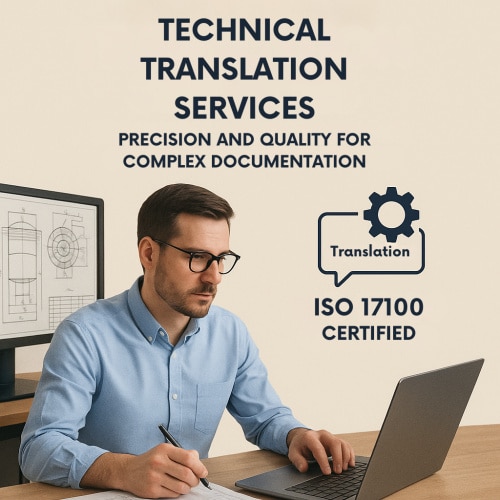 Technical Translation Services: Precision and Quality for Complex Documentation 1 Technical translation services workspace with engineering documentation and multilingual content