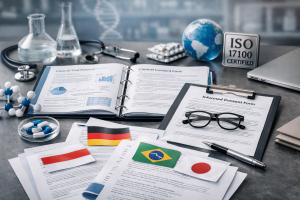 M21Global Translations – Professional Translation Services 8 Clinical documentation translation workspace with trial protocols and multilingual medical documents